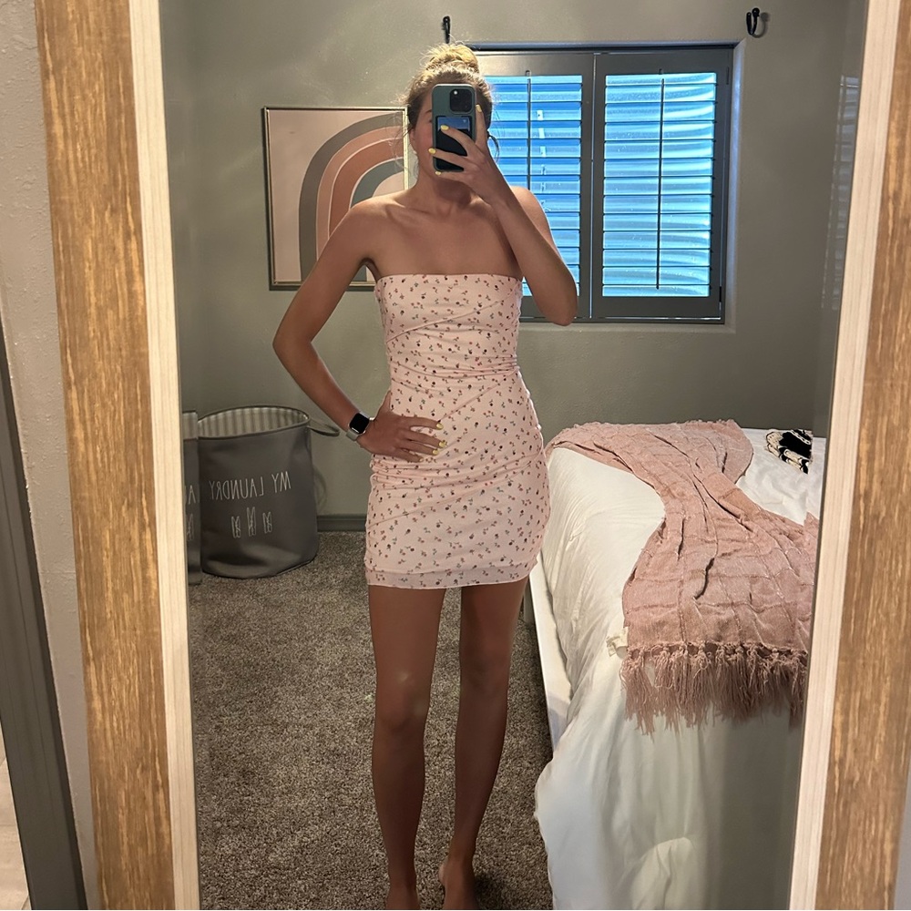 Princess Polly pink strapless mini dress